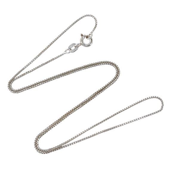 Vintage FAS Italy Sterling Silver 925 Box Chain Necklace 18" - Picture 1 of 4